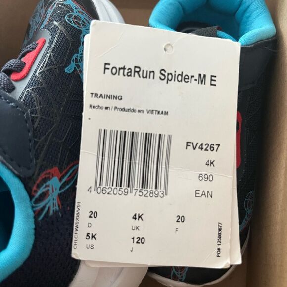 MARVEL SPIDER-MAN FORTARUN SHOES Adidas Size 4k spider-M EL I 4 toddler - Picture 5 of 8
